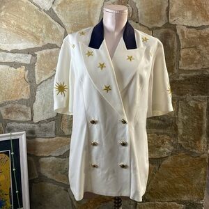 Vintage Gantos Double-Breasted Star Embroidered Blazer